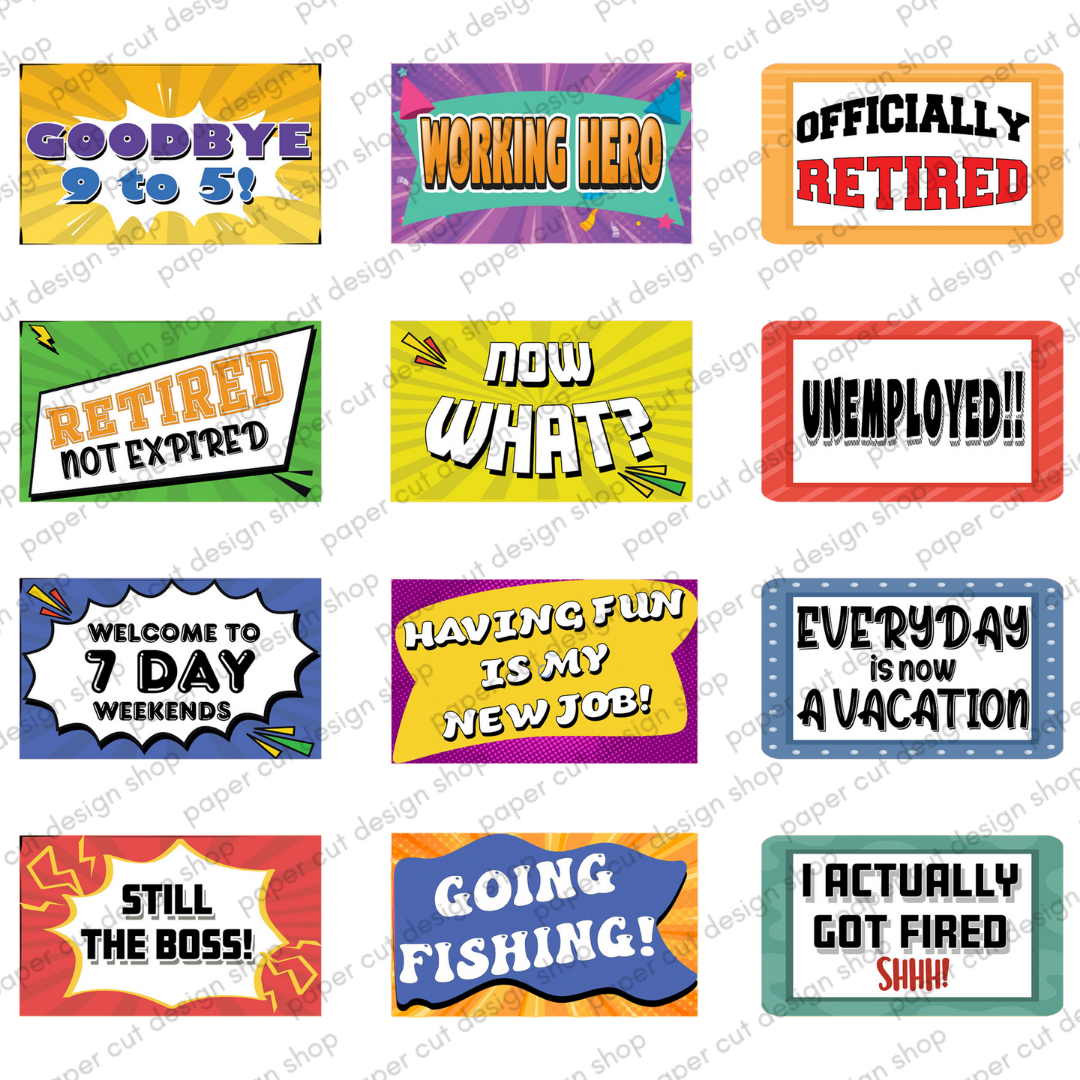 Retirement Prop Bundle - Photo Booth Props & Signs – Paper Cut Design Shop