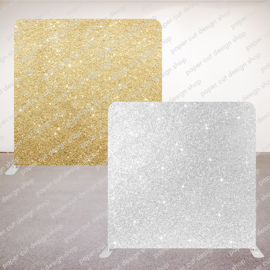 Gold & White Glitter Pillowcase Style Double-sided Backdrop with Frame Bundle