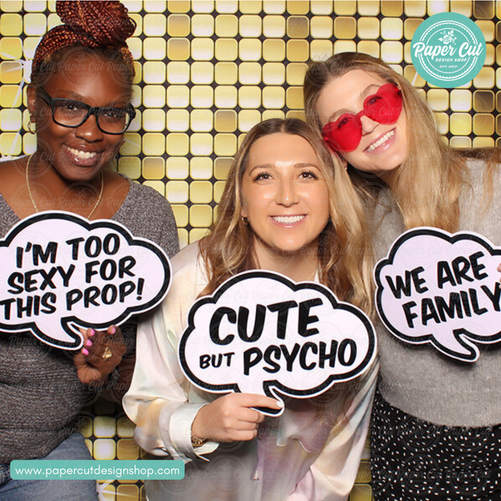 PHOTO BOOTH PROPS & SIGNS – Paper Cut Design Shop