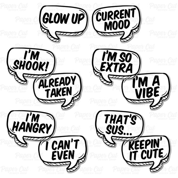 Speech Bubbles 3 Prop Bundle - Photo Booth Props & Signs – Paper Cut ...