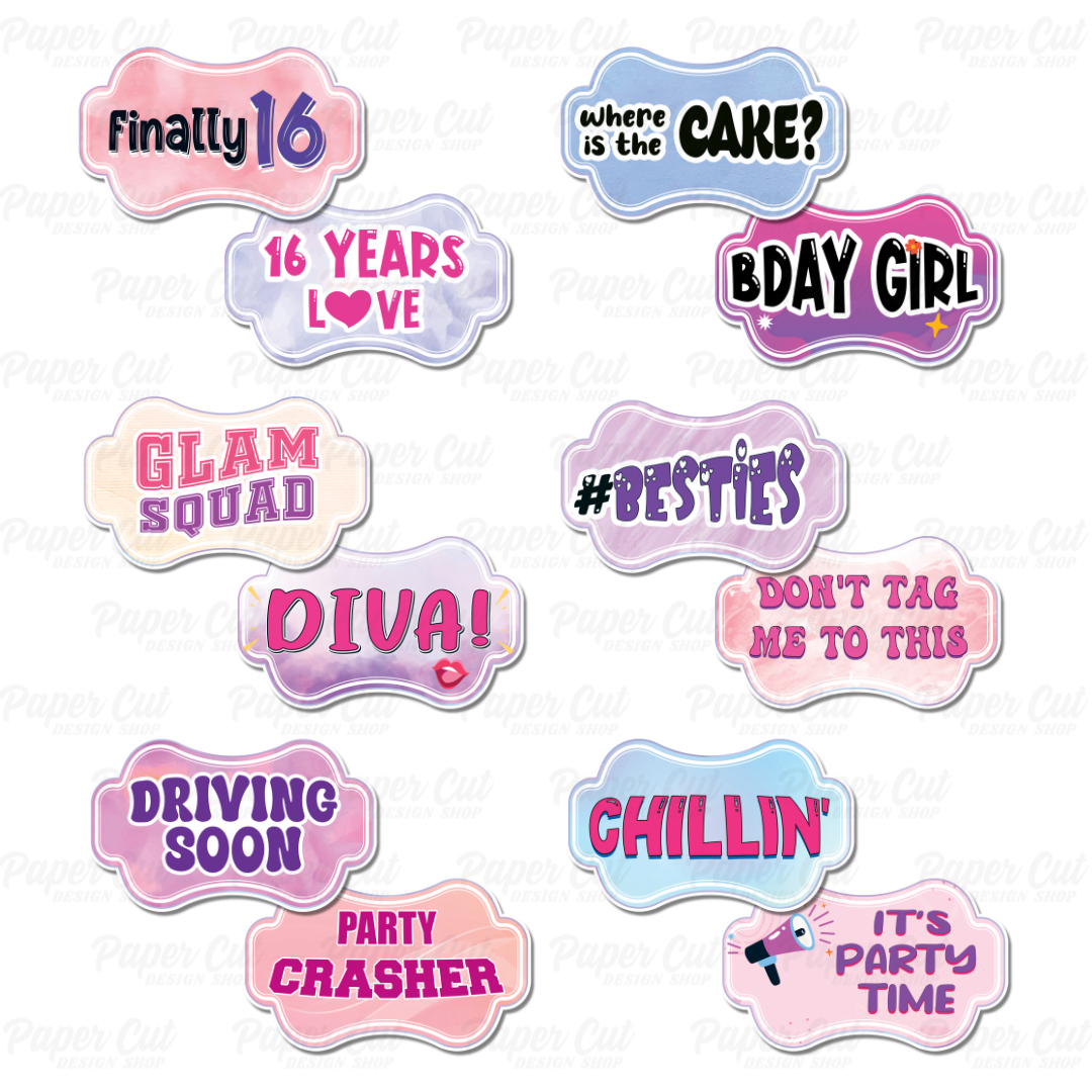 Cute Sweet 16 Props Bundle