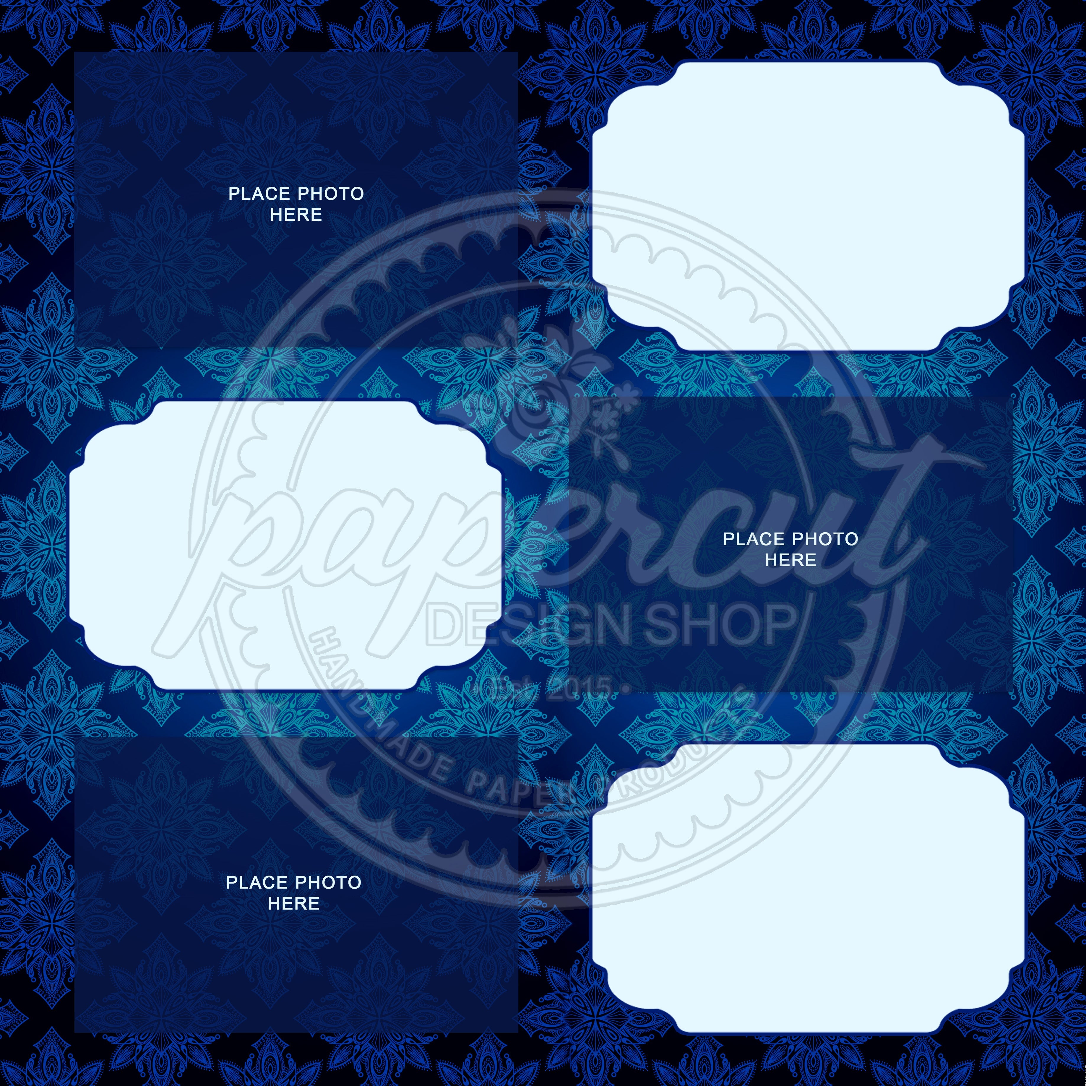 4x6 Inch Design Pattern Pre-order Photo Booth Scrapbook Pages 4x6 - Blue Vintage Pattern Design ...