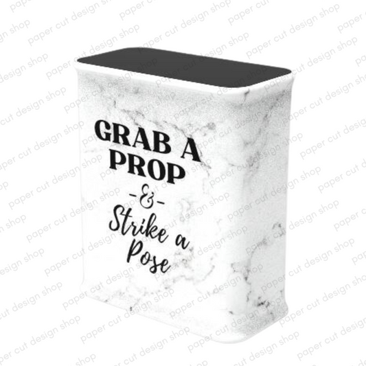 White Marble Photo Booth Props Portable Counter Table Black (Pop-up Style)