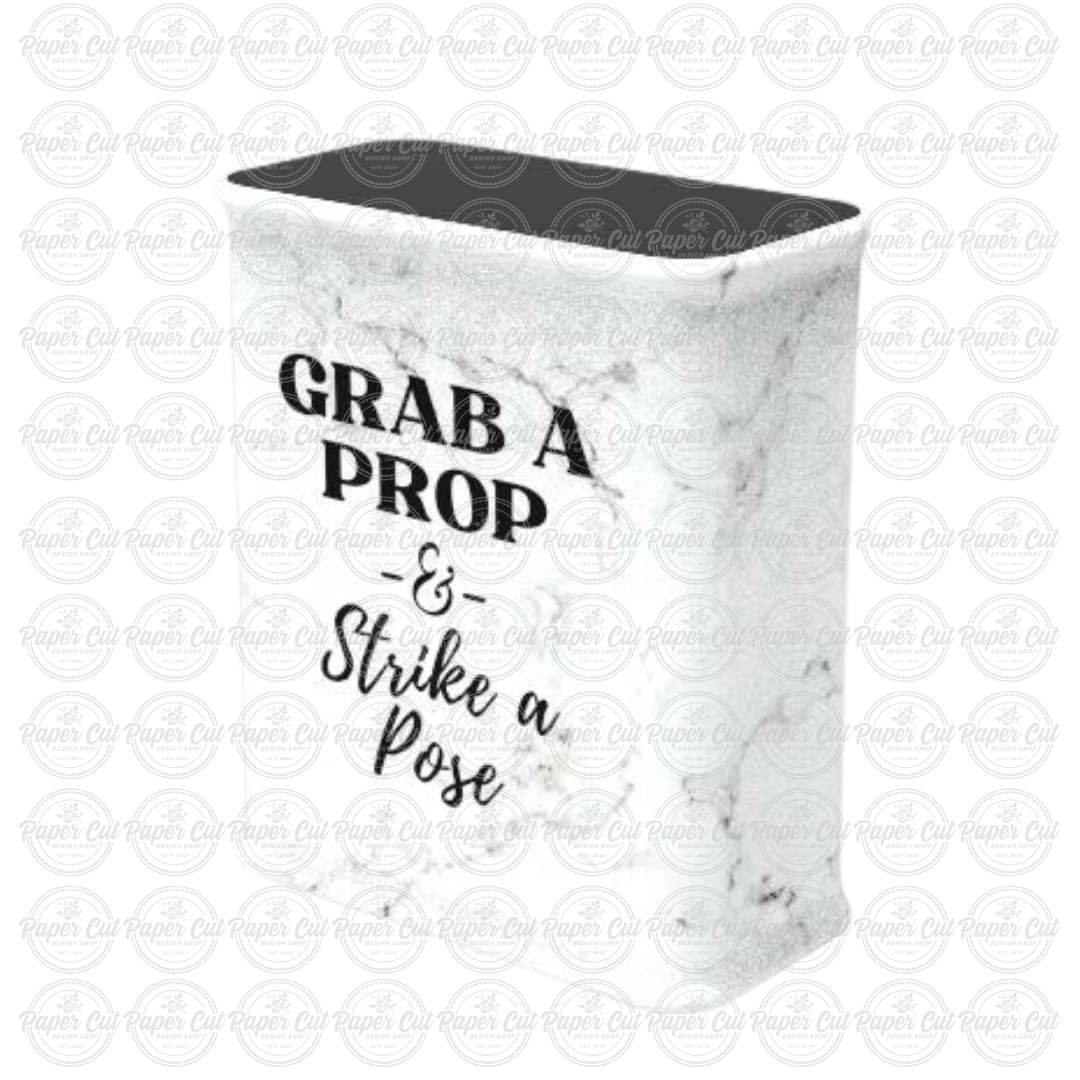 White Marble Photo Booth Props Portable Counter Table Black (Pop-up Style)