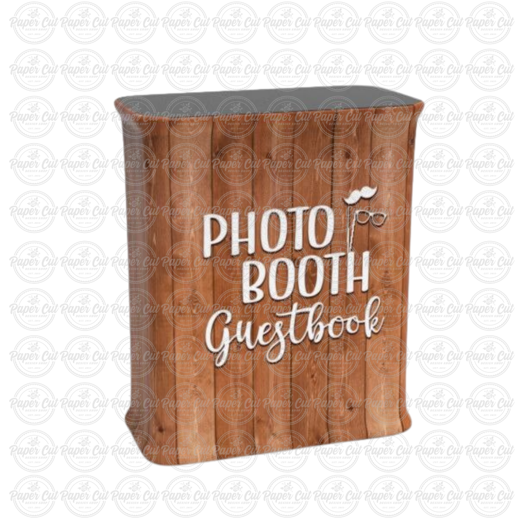 Wood Photo Booth Guestbook Album Portable Counter Table Black (Pole Style)