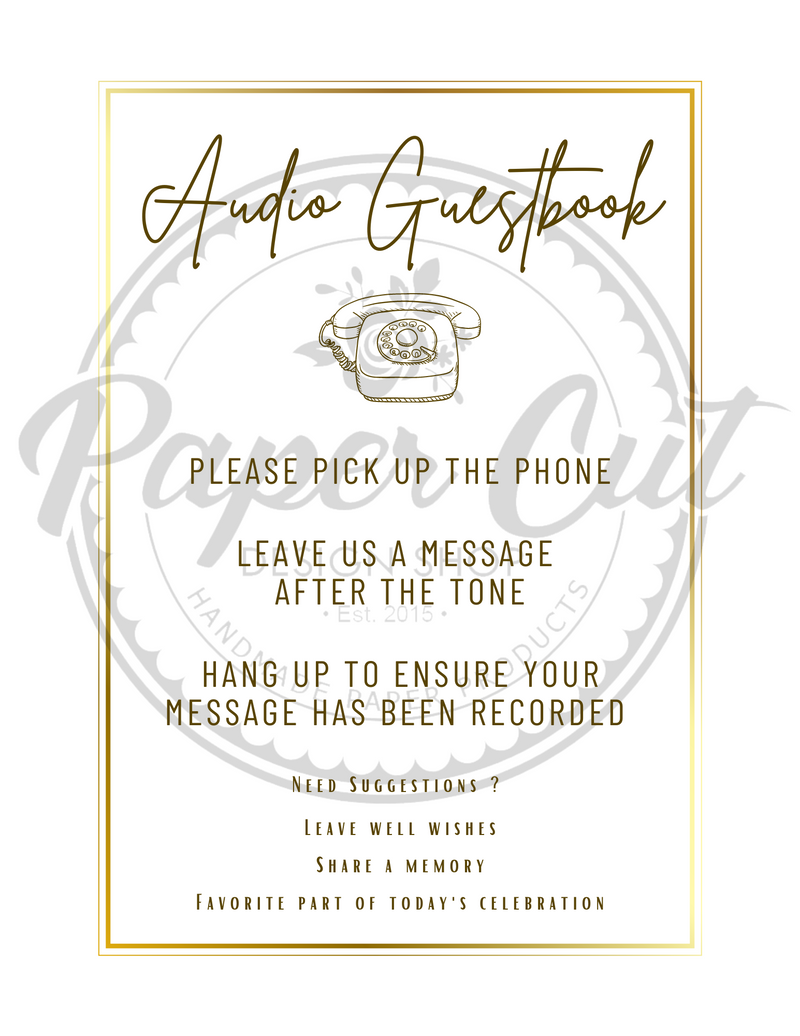 Audio Guestbook Sign - Rotary Phone Gold (Digital Download)