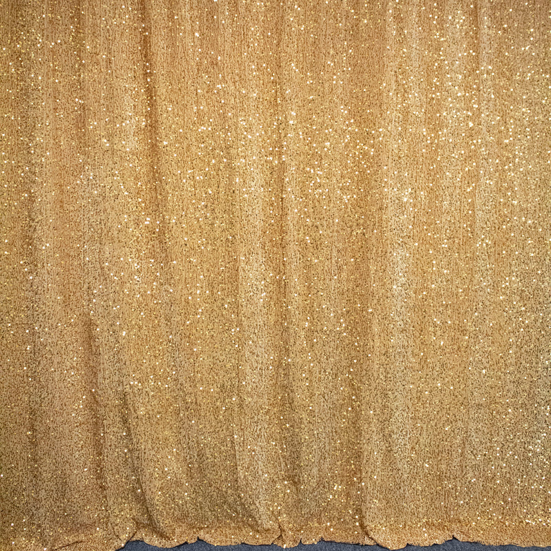 Deluxe Sequins Backdrop Cloth Gold Color with Rod Pocket 10ft wide x 8ft height