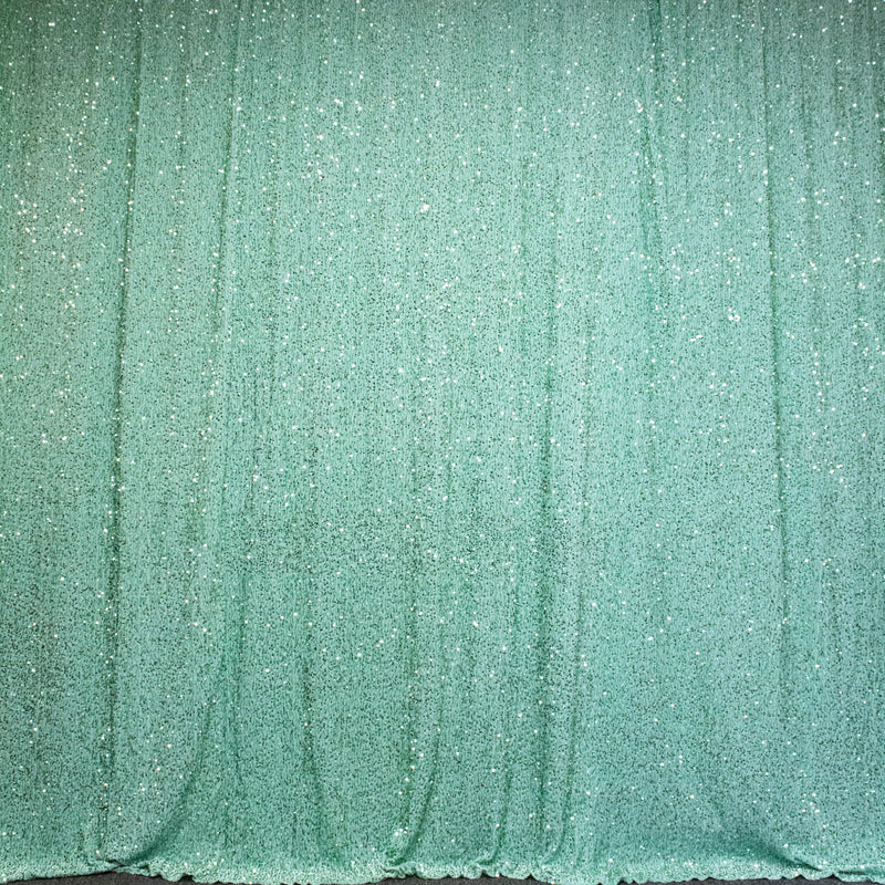 Deluxe Sequins Backdrop Cloth Mint Green Color with Rod Pocket 10ft wide x 8ft height