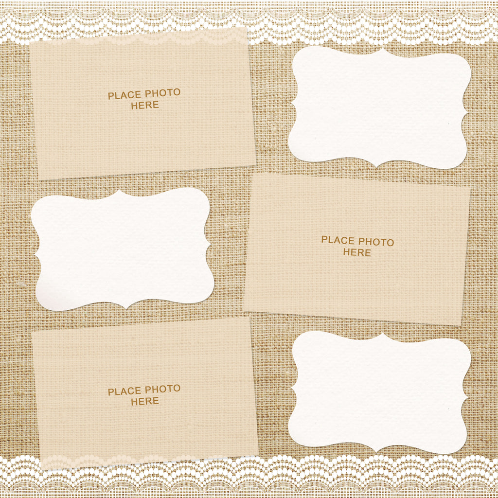 burlap and white lace clipart