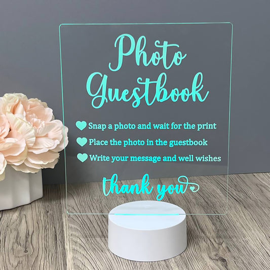 Guest Book Colorful LED Acrylic Sign White