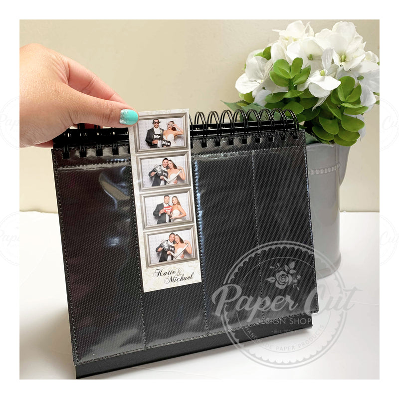Photo Booth Album Slipin Plastic Slots with Box Elegant Black Leatherette  Album 4x6 Photos 