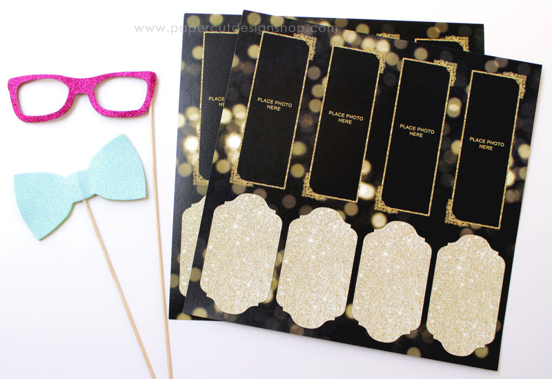 Glitter Gold and Black Scrapbook Pages 2x6